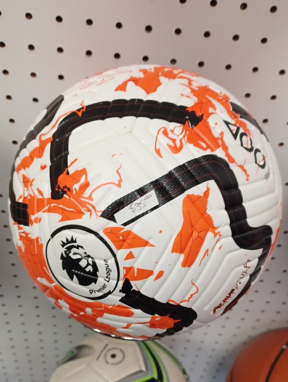 Soccer ball #5 gray, black and yellow color.